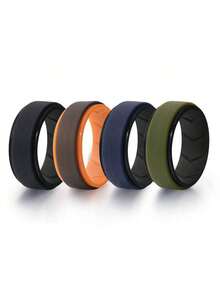 4 Packs Silicone Rings For Men, Comfort Fit 8mm Wide Rubber Wedding Band, Sweatproof Work Sport Ring For Gym, Workout, Travel & Outdoor Activities - Multicolor - View 14