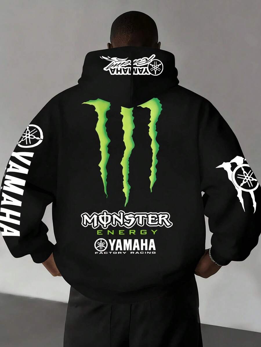 Unisex Retro Racing Claw Print Hoodie, Featuring Bold Front And Back Graphic Designs With Racing-Inspired Claw Marks And Vintage Moto Racing Emblems, Complemented By Sleeve Accents, Available In Classic Navy And Versatile White, Blending Streetwear Edge, Retro Motorsport Aesthetics, And Casual Comfort, Crafted From Soft And Breathable Fabric With A Relaxed Fit Ideal For Daily Wear, Street Outings, And Racing Fan Gatherings, Perfect As A Gift For Motorsport Enthusiasts, Street Style Lovers, And Anyone Embracing Nostalgic Racing Vibes, Offering A Unique And Compliant Design That Captures The Spirit Of Racing Culture Without Any Trademarked Elements, Making It A Standout Piece For Your Wardrobe Or Online Store. - màu đen - Xem 1