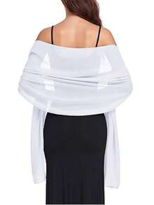 Khăn choàng nữ mềm mại, màu trắng tinh khiết, trong suốt, chất liệu chiffon, thích hợp cho các dịp trang trọng, tiệc tùng và lễ kỷ niệm. - trắng - Xem 6