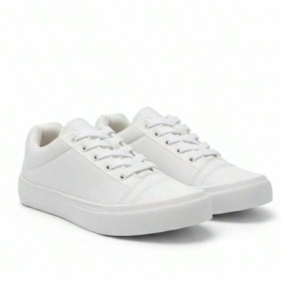 Unisex Casual Sneakers With Traditional Lacing And Timeless Style - 白色 - 查看 1