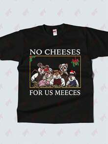 No Cheeses For Us Meeces Cartoon Humor Tee - Black - View 2