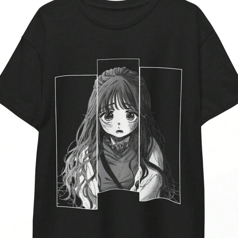 The Fragrant Flower Blooms With Dignity Anime T-Shirt Rintaro Kaoruko Romantic Manga Aesthetic Tee Soft Uni Graphic S (1) - 黑色 - 查看 1