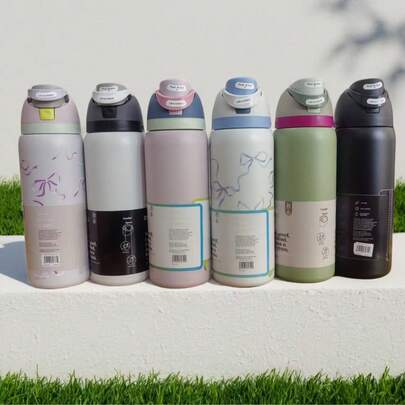 Owal-A 32oz Stainless Steel Insulated Water Bottle - Leak-Proof Sports Water Bottle With Dual Function Spout, Flip Lid Straw And Wide Mouth Opening, Keeps Drinks Cold For 24 Hours, Suitable For Fitness, Travel And Daily Use