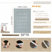 1幅帆布墙画 - 婴儿用品儿童房装饰画，蓝色调儿童房艺术品，带框婴儿房墙画，完美适用于游戏室装饰、婴儿房装饰、育儿室装饰、幼儿园装饰、男孩房装饰、女孩卧室装饰 - 彩色 - 查看 39