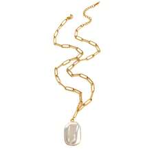 1pc Fashionable Versatile Asymmetrical Baroque Style Pendant Stainless Steel Necklace For Women - Necklace - View 11