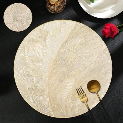 法式浪漫圆形PVC餐垫，创意印花奢华保温餐桌垫，防水餐垫