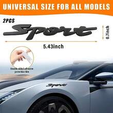 2 PCS Metal Car Sport Sticker 3D Sport Logo Raised Front Hood Grill Letters Decals Badge Emblem Auto Side Fender Rear Trunk Emblem Badge Universal Vehicle Exterior Accessories Black#1 - Black1 - View 2