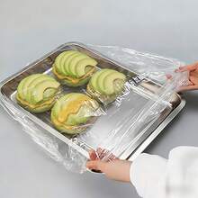 10/50/100pcs Large Transparent Food Preservation Film Covers, Food Tray Preservation Film Covers, Kitchen Food Covers, Plastic Bags, Food Storage Bags, Bread Covers, White Food Covers, Plastic Packaging Film, PE Preservation Film Bags, Kitchen Storage, Household Plastic Packaging - Multicolor - View 5