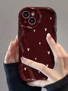 Funda suave con textura de crema y diseño de corazón compatible con iPhone 17/17 Pro Max/ 16/16 Pro/16 Pro Max/ 15/XR/7P 8P/P12 Pro Max/P13 Pro Max/P14 Pro Max/P13/P14/P11/P12/P14, funda de teléfono protectora gruesa y bonita de moda - Multicolor - Ver 7