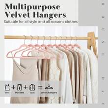 Blauesmeer 60 Pack Velvet Hangers, Velvet Hangers, Non-Slip Felt Hangers - Space-Saving, Non-Slip, Premium Black Suit Hangers, 360° Rotating Hook - 粉色 - 查看 2