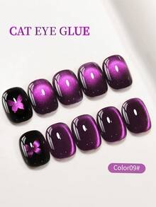 XEIJAYI 1 Botella de 15ml de esmalte de uñas de gel UV con efecto de ojo de gato morado, removible y magnético, apto para salones de uñas y manualidades en casa - Morado Violeta - Ver 6