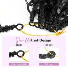 3盒共42条波西米亚女神编织钩针辫 - 非洲卷曲/波浪形合成发辫，预弯发尾，自然蓬松卷曲，适合万圣节和圣诞节派对造型 - 易于造型和打理，节日发型，波西米亚风格，易于护理 - 彩色 - 查看 6