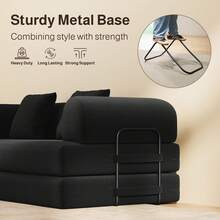Asofer 5-In-1 Convertible Sofa Bed, Boneless Couch With Removable Armrests,Folding Futon Sofa Bed Includes 2 Pillows,Comfy Pull Out Couch For Living Room,Expandable | Multifunctional,No Assembly Required - 黑色 - 查看 7