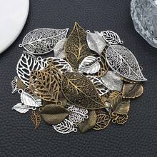 1pack Tree Leaf Charms Pendants, Branch Leaves Charms Metal Alloy Leaf Beads Antique Bronze Dangle Charm For Spring Earring Bracelet Necklace Kaychain Jewelry Making - Multicolor - View 4