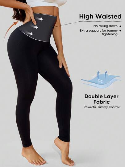 Women's Compression Leggings Butt Lifting Seamless High Waist Tummy Control Stretchy Shapewear Pants