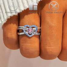 1pc 925 Silver Heart Shaped Zirconia Adjustable Ring, Elegant Quality Design Suitable For Daily Casual, Party, Wedding, Engagement, Valentine's Day, Birthday Gift For Women - Silver - View 6