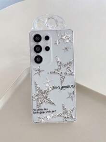 1pc Fashionable Creative Full-Screen Star & Letter Pattern Transparent Soft TPU Shockproof Anti-Scratch Anti-Fingerprint Phone Case, Camera Lens Protection Compatible With Samsung, Nothing, Pixel, - Multicolor - View 4