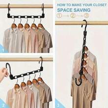 5 Packs Sturdy Plastic Magic Hanger Set, Multi-Functional Foldable, Space-Saving Categorized Hanging, Dorm Small Apartment Closet Organizer - Black 5PCS - View 4
