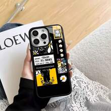 Funda de teléfono con diseño de margaritas, compatible con fundas ,  17,  16 Pro Max,  15 Pro Max,  13 y  12. Fabricada en vidrio. Resistente al agua, a los golpes y a los arañazos. Un regalo divertido para familiares, amigos, parejas y ocasiones especiales. - Negro - Ver 2
