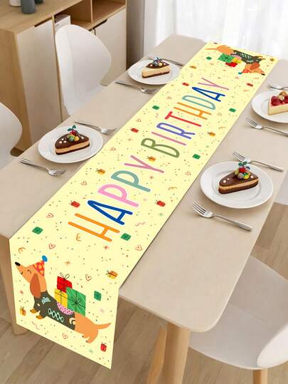 1 pieza Camino de mesa de cumpleaños de Dachshund, Mantel de perro Dachshund lindo, Mantel de Dachshund, Decoración para baby shower, Decoraciones para fiesta de 1er cumpleaños, Decoración de cumpleaños feliz, Decoraciones para fiestas, Decoración de mesa