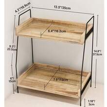 Huini 2-Tier Solid Wood Coffee Bar Organizer Shelf – Coffe Condiment Storage, Rustic Countertop Storage Rack With Black Metal Frame, Easy Assembly & Scratch-Resistant Feet – 38x19x37.5cm For Kitchen, Vanity, Office Or Balcony - View 4