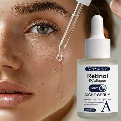 视黄醇精华液，柔滑面部精油，针对黑斑、老年斑和细纹，玻尿酸敏感肌护理面部精华