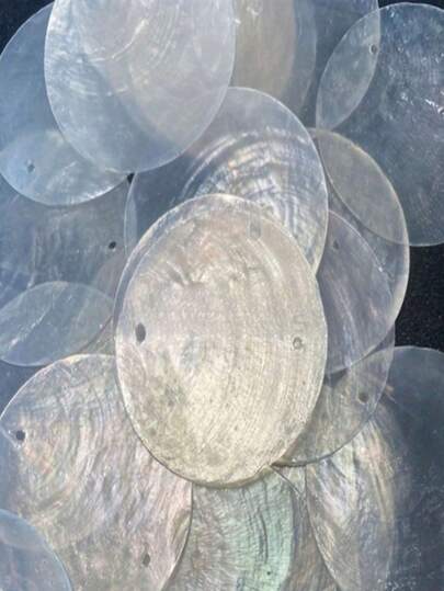 Double-Hole Mirror Shell Pieces, Handmade DIY Materials, Dyeable, Handmade DIY Wind Chime Accessories, For Home Decoration, Wedding Decoration, Gift Making, Lamp Decoration