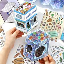 1pc 3D Store Theme Decorative Sticker, 3D Landscape Sticker For Phone, Item Decoration Sticker, Notebook Material Sticker, Suitable For Scrapbook, Diary, Water Bottle, Laptop, Aesthetic Sticker, Scrapbooking Supplies - A - View 2