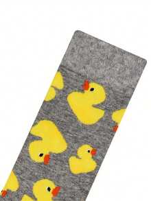 2 Pairs Penguin & Duckling Mid-Calf Socks, Soft & Breathable, High Elasticity Cuff, Comfortable Everyday Wear, Cute Cartoon Patterns - Multicolor - View 4