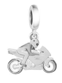 1pc Elegant 925 Sterling Silver Motorcycle Pendant, Suitable As Birthday Gift For Men And Women - Silver - View 2