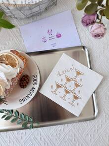 16张/套，高级烫金鸡尾酒餐巾纸，10英寸x10英寸/25厘米x25厘米，适用于婚礼、新年、生日、节日、派对、餐厅酒店装饰、宾客餐巾纸、派对用品 - 白色 - 查看 11