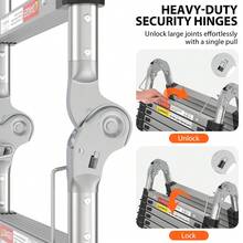 7Sevenjokers 2.5+2.5m Type A Stainless Steel Telescopic Ladder - 150kg Load, 2-In-1 Support Pole, Portable Folding Ladder For Outdoor Household & Garden Work - (2.5+2.5M)-5m Type a Telescopic Steel Ladder - View 4