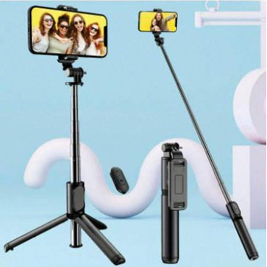 1个适用于智能手机的伸缩自拍杆三脚架 - 黑色 - 查看 1