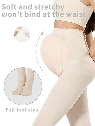 1PC Maternity Cream High Waist Tights Adjustable Belly Support Medium Thick Cottony Spring Autumn Elastic Slim Stirrup Pantyhose (15-25℃)