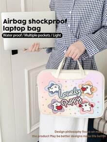 This 1-Piece Cartoon Star And Puppy Laptop Tote Bag Is Made Of PU Leather, Is Waterproof And Shockproof, And Fits 16-Inch/15-Inch/14-Inch Laptops. Lightweight And Practical, It's Designed For Travel And Makes A Perfect Ramadan Gift. - Multicolor - View 1