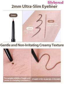 lilybyred K-Beauty Starry Sky Eyeliner Pen, AM9 To PM9 Smooth Gel Eyeliner Pencil, 2mm Fine Gel Eyeliner, Metal Tip, Easy To Use, Pigmented, Nourishing, Waterproof, Sweat-Proof, Korean Makeup - 01 霧面黑 - 查看 4