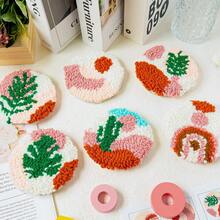 22Pcs DIY Punch Needle Coaster Kit, Poking Your Own Boho Tufted Rug Pads Coasters For Beginners, 6 Pattern Tufted Rug Pads With Adhesive Felt Yarns Embroidery Hoop Instruction - Multicolor - View 10