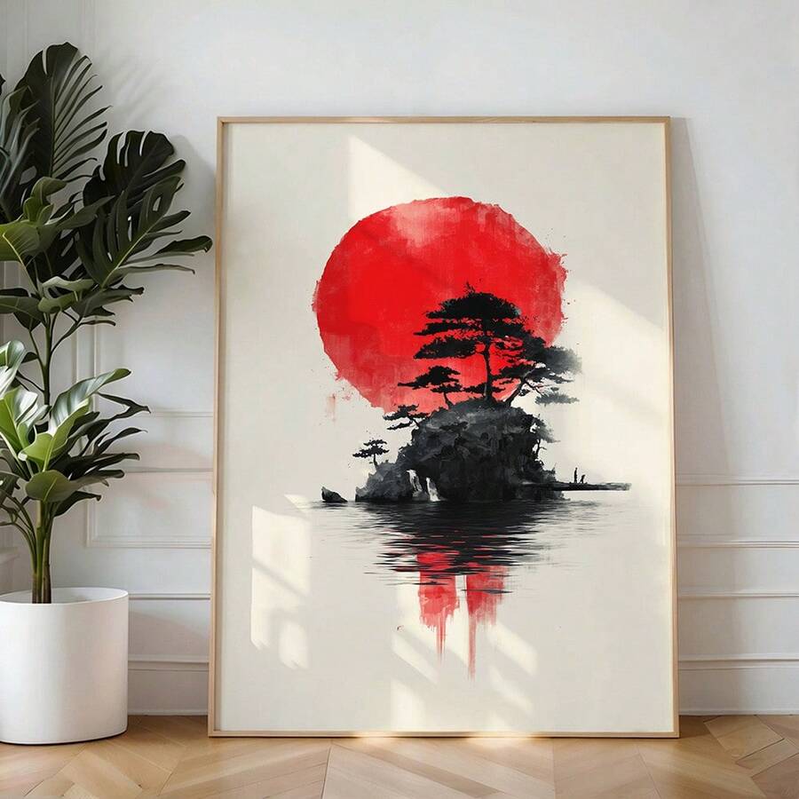 1幅冲绳复古墙画，日式旅行帆布印刷画，边户岬天际线海报，冲绳装饰画，适用于卧室、客厅或办公室，宿舍装饰，送给她的礼物，可选无框或有框。 - 圖案 - 查看 1