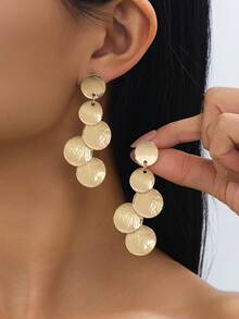 一对时尚几何圆形吊坠耳环，适合女性参加派对、聚会、日常佩戴，百搭礼物。 - 金黃色 - 查看 8