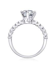 925纯银莫桑石戒指，低过敏性，订婚/结婚戒指，简约别致设计，百搭日常佩戴，婚礼/周年纪念/生日礼物，礼盒包装 - 銀色 - 查看 10