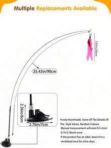 1pc Cat Teaser Wand Toy, Pet Artificial Feather Bell Replacement, Suitable For Cat Exercise And Entertainment, Handheld Teaser Wand With Replaceable Insect-Shaped Wand Heads - Multicolor - View 2