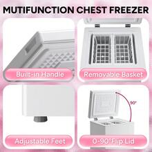 WANAI 2.3 CU.FT. Chest Freezer Small Freezer, Deep Freezers Compact Free-Standing Top Door Adjustable 7 Thermostat And Removable Basket Open Deep Freezer Apartment Kitchen, White - US B Type Plug(110-127V) - View 6