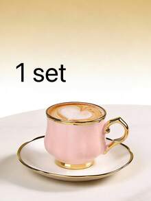 6pcs Colorful Ceramic Coffee Cup & Saucer Set, Suitable For Tea, Coffee, Milk And Juice. Great For Home, Kitchen, Dining Room And Leisure Occasions. Especially Suitable For Outdoor Activities, Weddings, Parties, Birthday Gatherings And Banquets. - Multicolor - View 12