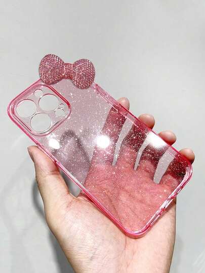 1pc Luxury Bling Butterfly Glitter Soft Silicone Phone Case, Suitable For IPhone 16/15 Pro Max/14/17, Transparent DIY Protective Cover For IPhone 13/12/11/XS