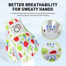 FINGER TEN Stylish & Excellent Grip Golf Gloves Women 1 Pack For Left Hand, All Weather Comfotable For Serious Performance, Green Sizes S M L Fit For Women Golfers - Green - View 4