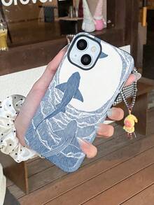 1件极简艺术风格海洋美学线条鲸鱼海豚图案亮面二合一Phylon材质加厚硬壳手机壳，兼容三星/11/12/13/14/15/16/17 Pro Max A13 A14 A15 A16 A17 S25 S24 S23 S22 A55 A56 A34 - 彩色 - 查看 3