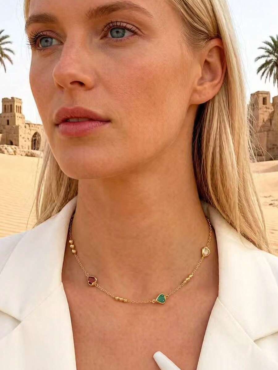 1件 时尚菊花项链 - 彩色 - 查看 1