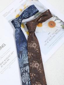 1条男士时尚休闲百搭叶子花朵图案领带，适合日常佩戴、派对和宴会等场合。 - 彩色 - 查看 2