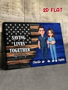 Catygift Customized Canvas Art, Medical Professional Artwork, Personalized Medical Gift, Saving Lives Together, Gift For Nurses And Doctors, Customized Name Background - As Shown - View 15