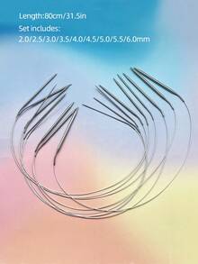 3pcs/9pcs Optional Stainless Steel Circular Knitting Needle Set, 80cm Flexible Stainless Steel Cable 2.0-6.0mm, Polished Smooth Non-Snagging Needle Tips DIY Knitting Tools, Suitable For Scarves, Sweaters, Shawls And Handmade Craft Projects - All Stainless Steel Circular Knitting Needles - View 10